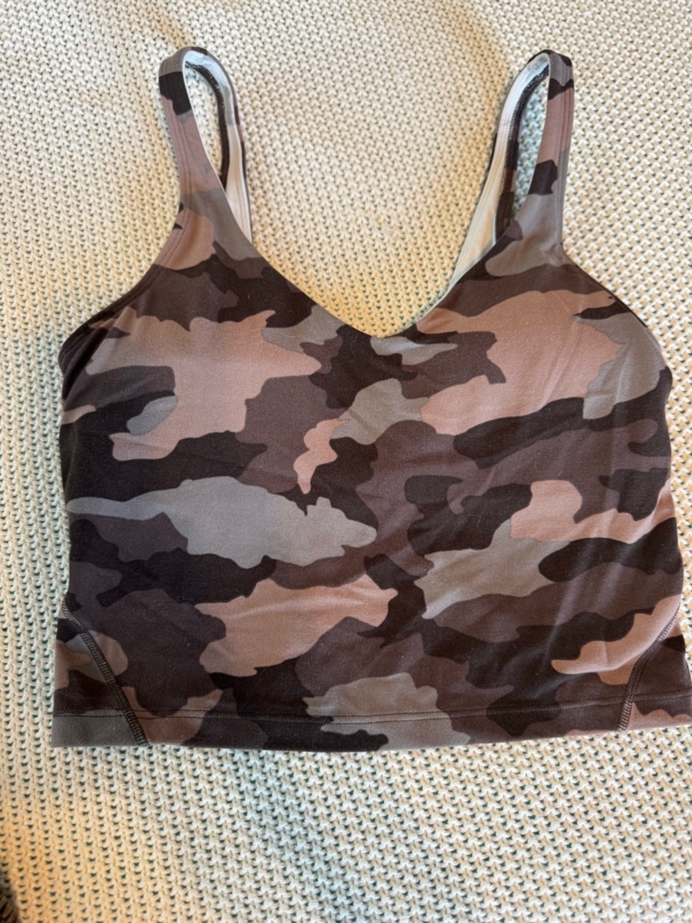 Camo Crop Tank Top - Brown & Taupe
